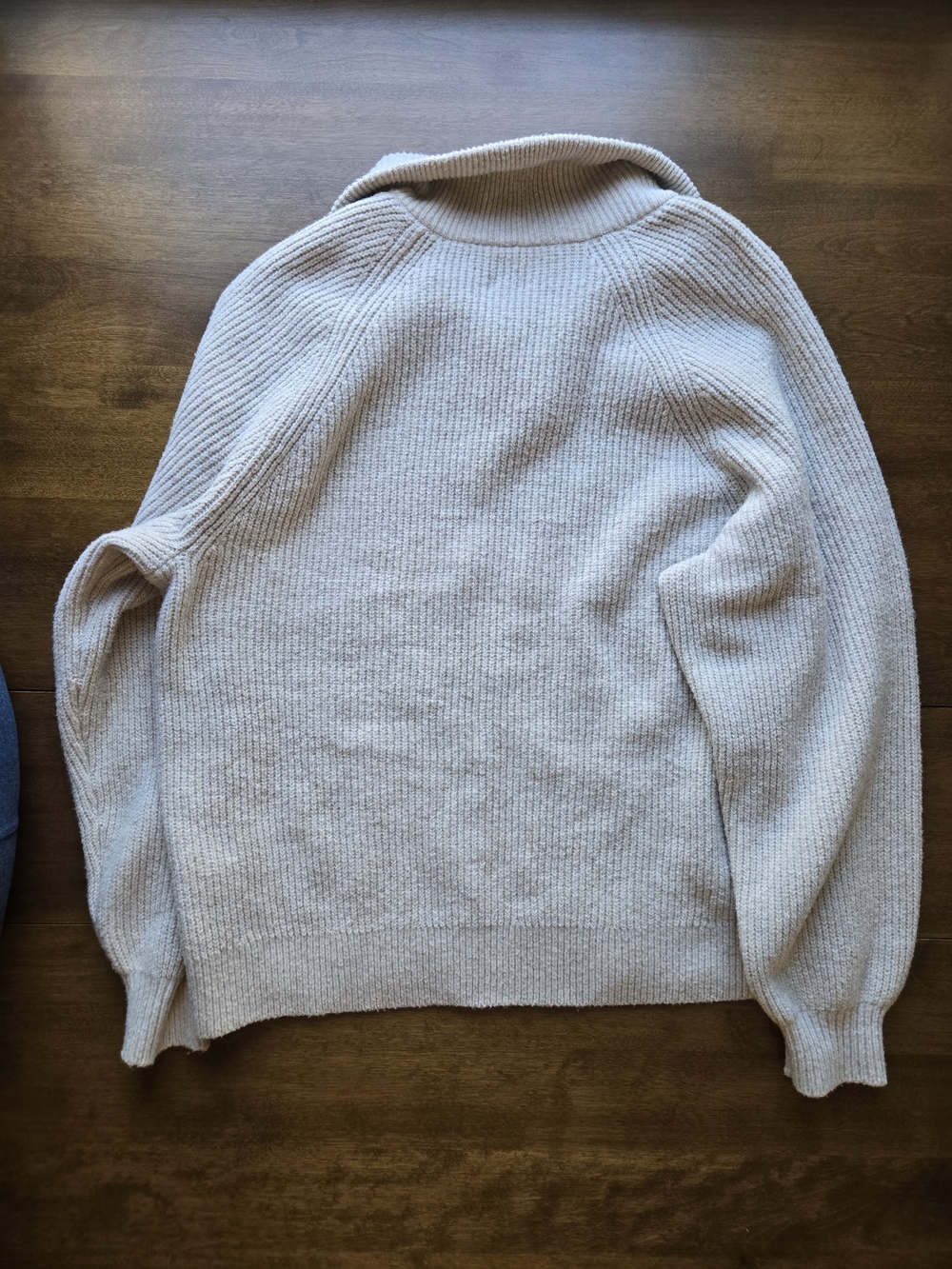 Aerie Cropped Sweater Tan Ribbed Knit Long Sleeve Cozy Size L - Picture 3 of 5